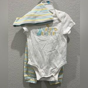Easter Baby Onesie with Striped Pants & Hat